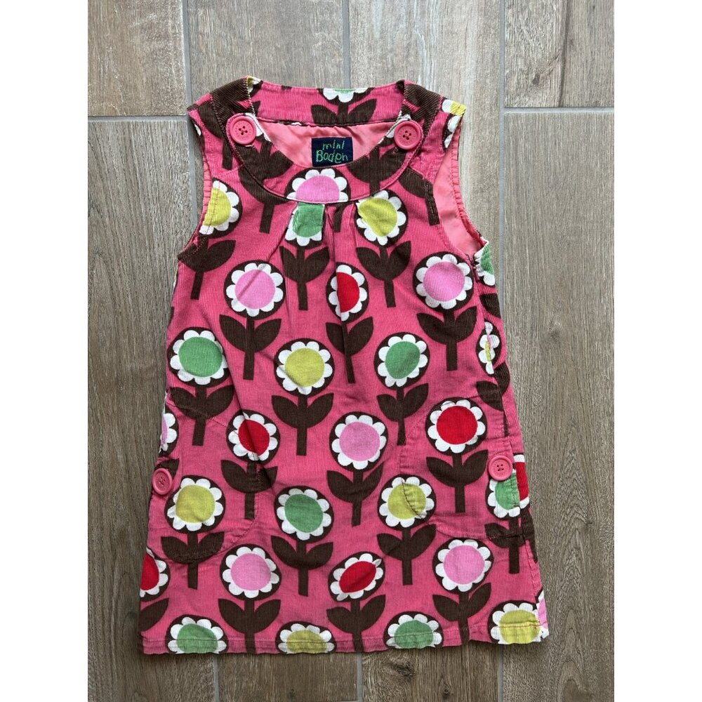 Mini Boden Floral Corduroy Pinnie Size 4-5Y